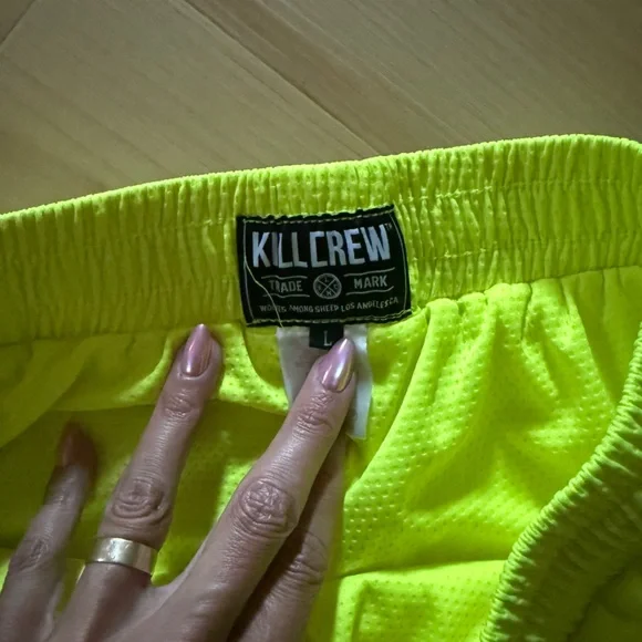 Kill Crew Neon Yellow Flame Athletic Shorts - Picture 2 of 4